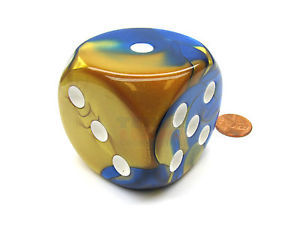 50mm d6 w/pips Blue-Gold w/white - DG5022